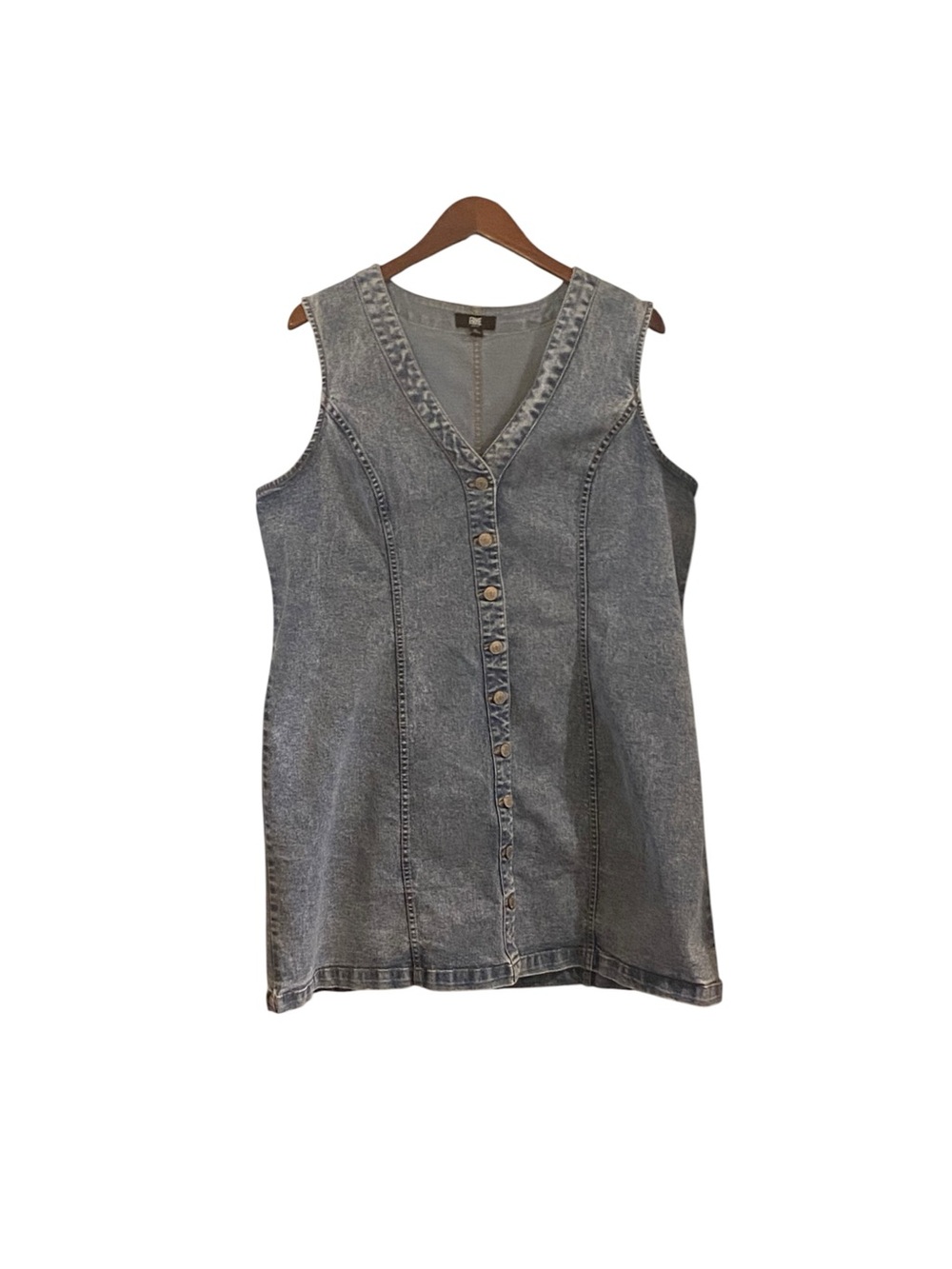 Frye denim mini dress button-front closure sleeveless coastal cowgirl western - Picture 4 of 11